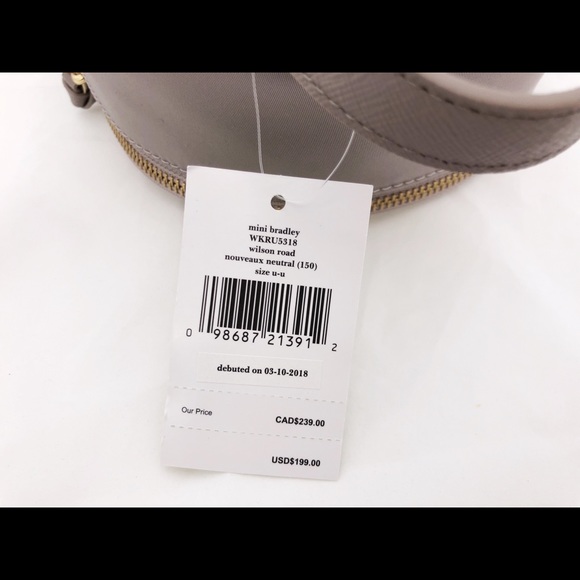 NWT Kate Spade Mini Bradley nylon backpack gray - Picture 5 of 7